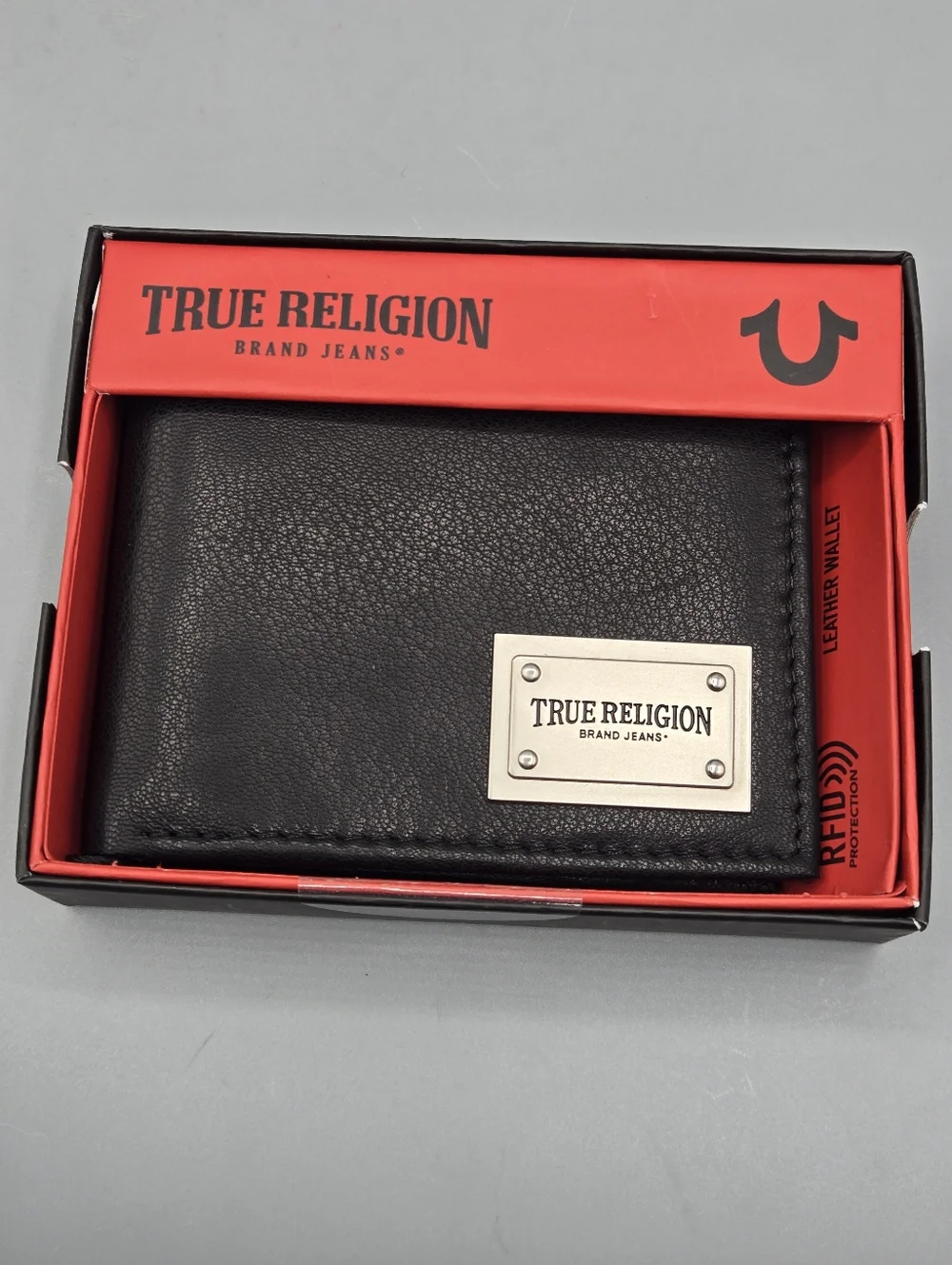 True Religion Men's Black Leather RFID Wallet